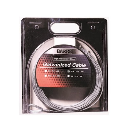 Galvanized Galvanized Steel 3/16 In. D X 50 Ft. L Aircraft Cable